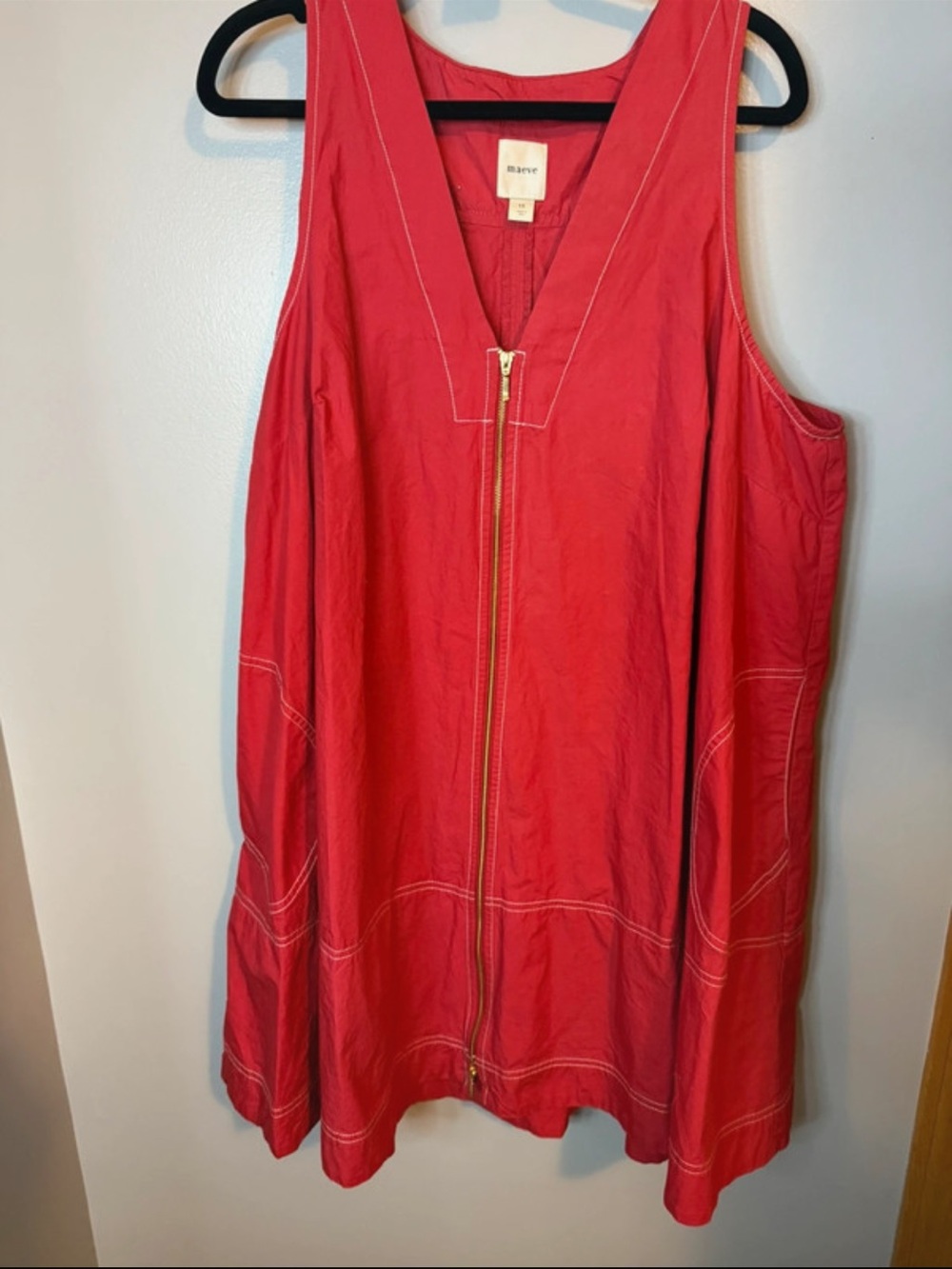 Maeve Sleeveless Zip-Front Coral-Red Tunic